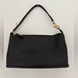 Vintage coach, black leather mini baguette bag